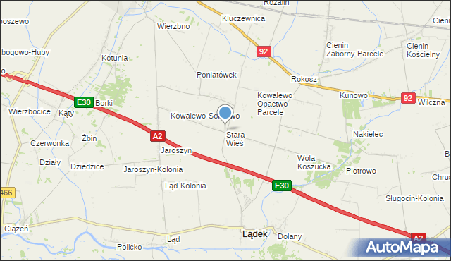 mapa Stara Wieś, Stara Wieś gmina Słupca na mapie Targeo